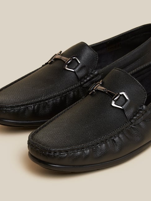 Buy SOLEPLAY by Westside Black Textured Horsebit Loafers Online at best
