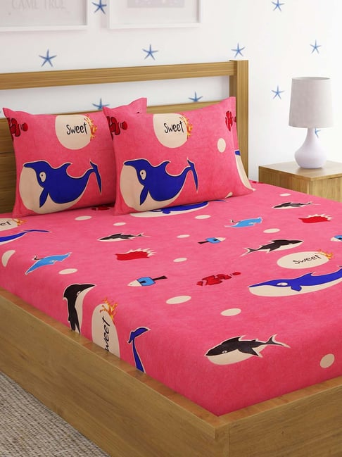 HOSTA HOMES Multicolor Polycotton Bedsheet Set-image-34
