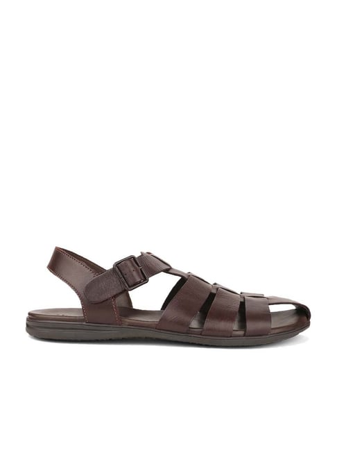 Buy Hush Puppies By Bata Men Charcoal Grey Leather Sandals - Sandals for  Men 1124366 | Myntra