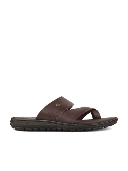 Hush Puppies by Bata Men's Brown Cross Strap Sandals