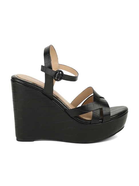 Buy Marie Claire by Bata Women s Black Ankle Strap Wedges for