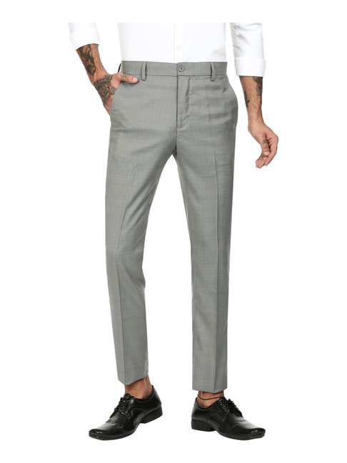 BASICS casual_trousers_men_westernwear : Buy BASICS Tapered Fit Laurel Grey  Stretch Trouser-21btr44219 Online | Nykaa Fashion