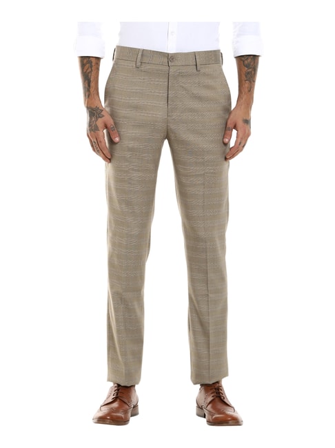 Buy Excalibur Men Brown Houndstooth Pattern Slim Fit Formal Trousers -  Trousers for Men 2678864 | Myntra