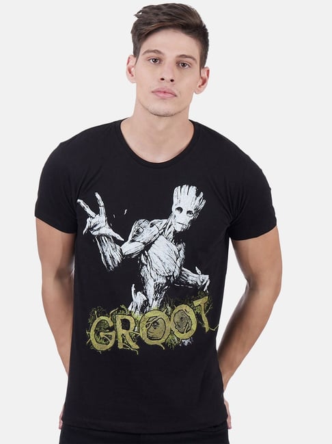 Buy Free Authority Black Printed Guardians Of The Galaxy T-Shirt
