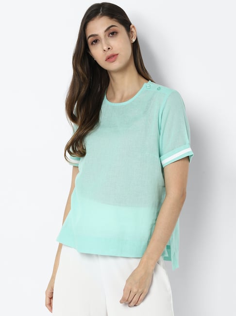 Allen Solly Green Round Neck Top Price in India