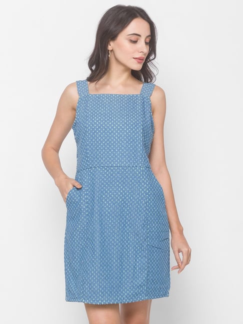 Globus Blue Self Design Dress Price in India