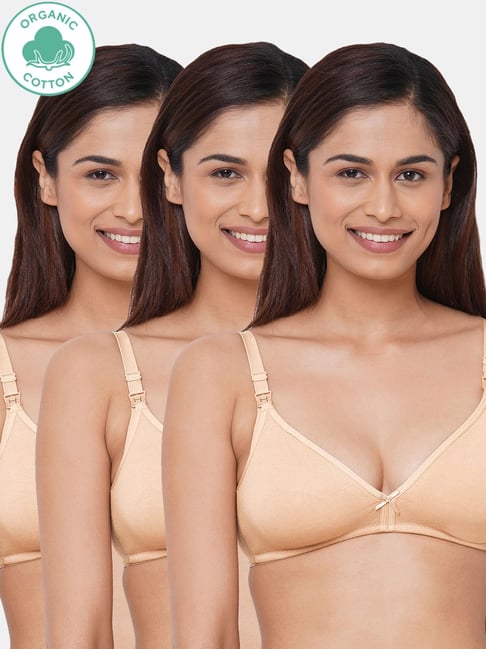 Buy Inner Sense Beige Non Wired Non Padded Nursing Bra (Pack Of 3) for  Women Online @ Tata CLiQ