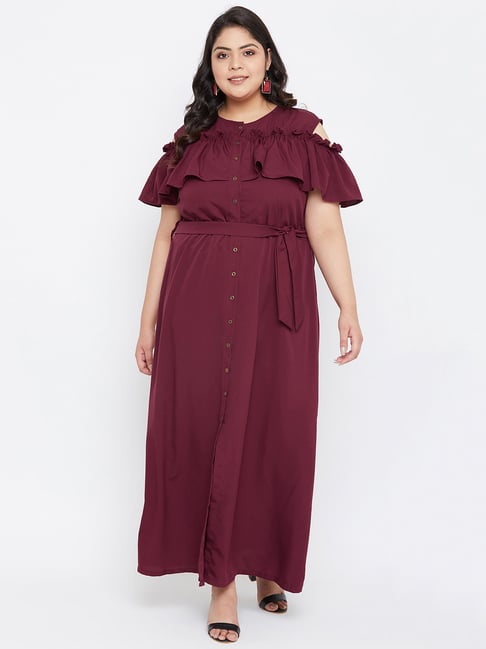 Plus Solid Maxi A-line Dress