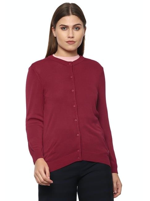 Buy Van Heusen Maroon Round Neck Cardigan for Women s Online