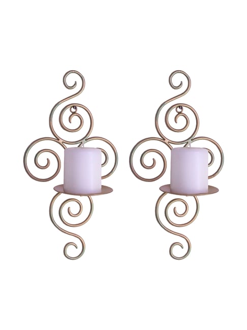 Hosley Elegant Swirling Iron Hanging Wall Mounted Decorative Candle Holder and Scone Set of - 2