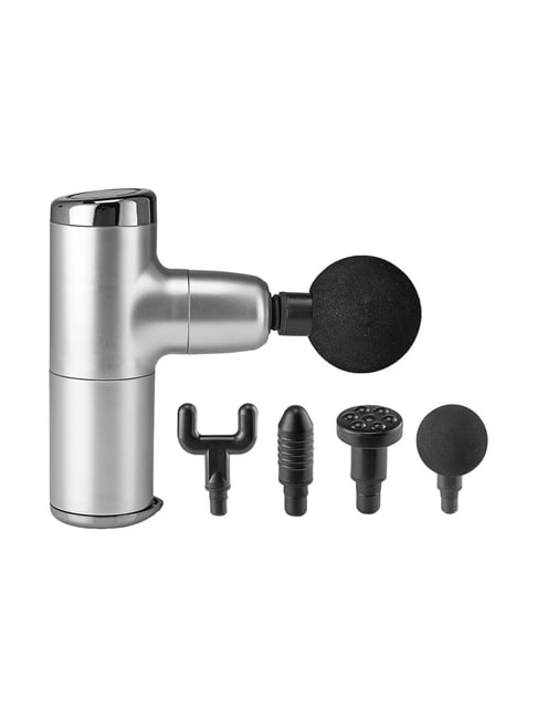 Lifelong LLGM45 Mini Gun Massager with 4 Heads (Silver)