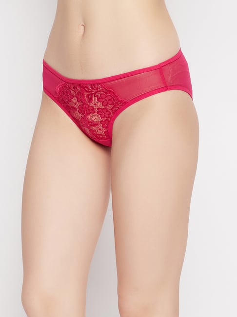 Buy Clovia Pink Lace Bikini Panty for Women Online @ Tata CLiQ