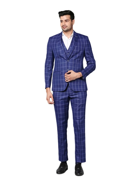 Singers Road Slim Fit Light Grey And Black Chequered Mixed Two Piece Men's  Suit With Peak Lapels | MrGuild