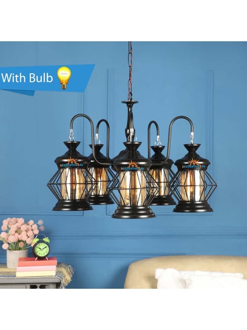 DecorativeRay Black & Gold Iron Chandeliers - Set of 1