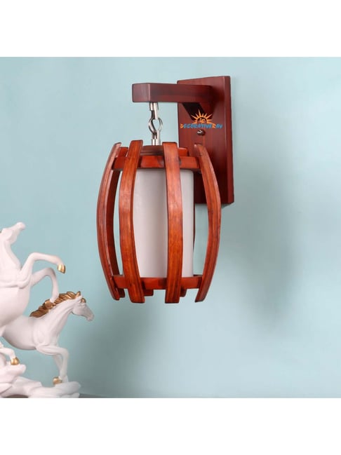 DecorativeRay White & Brown Wood Wall Light - Set of 1