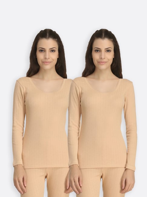 Kanvin Beige Thermal Top (Pack Of 2)