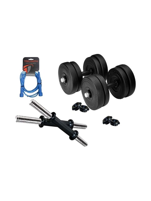 Triumph Black & Blue Combo Home Gym Set (20kg)-Triumph-Footwear-TATA CLIQ