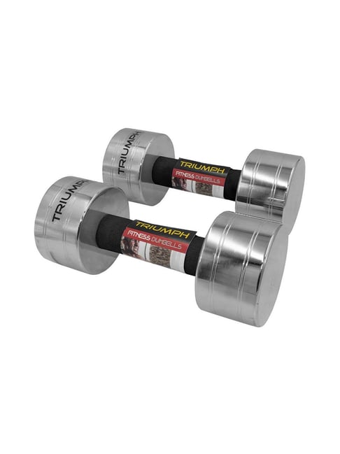 Triumph Silver Chrome Plated Dumbbells (7.5 kg x 2)-Triumph-Footwear-TATA CLIQ