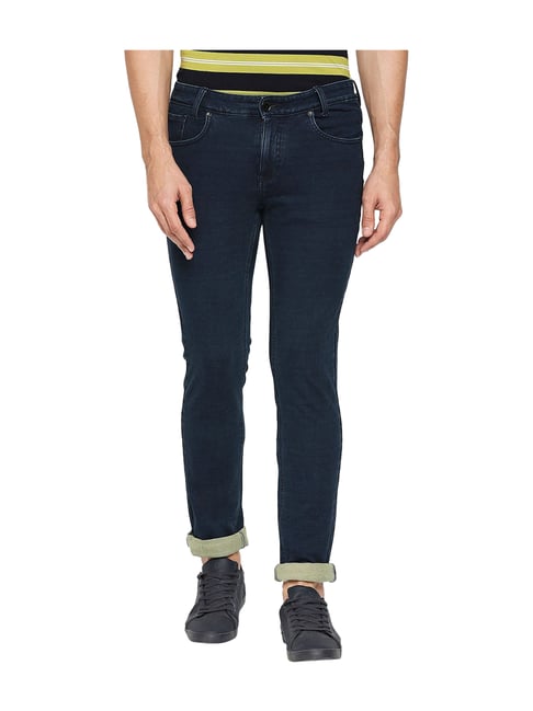 Mufti Blue Solid Slim Fit Jeans