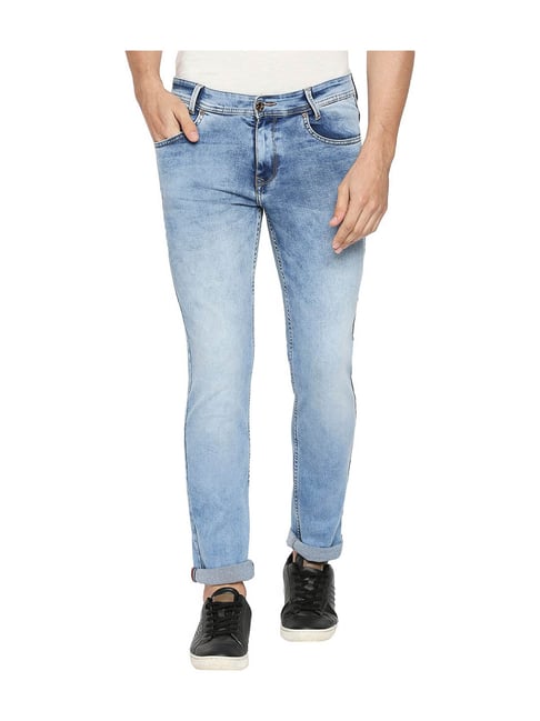 Mufti Blue Solid Regular Fit Jeans