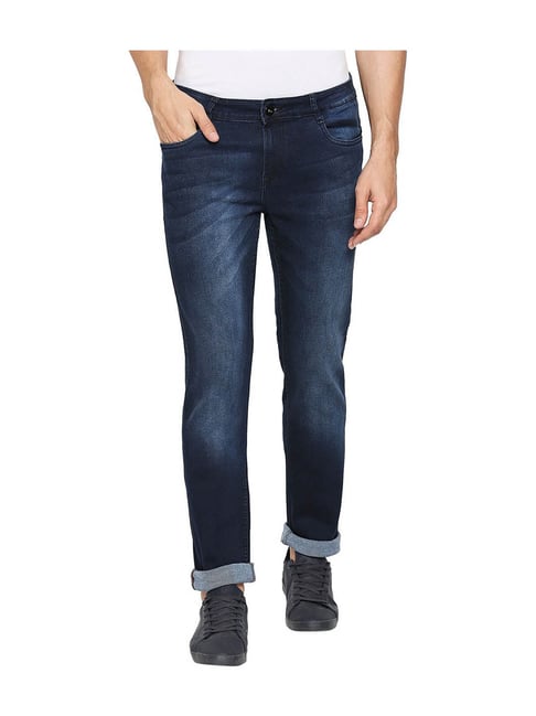 Mufti Blue Slim Fit Solid Jeans