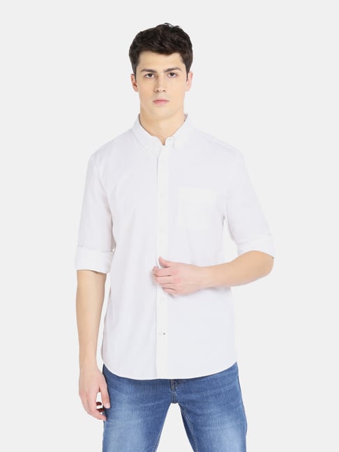 GAP Optic White Cotton Slim Fit Shirt