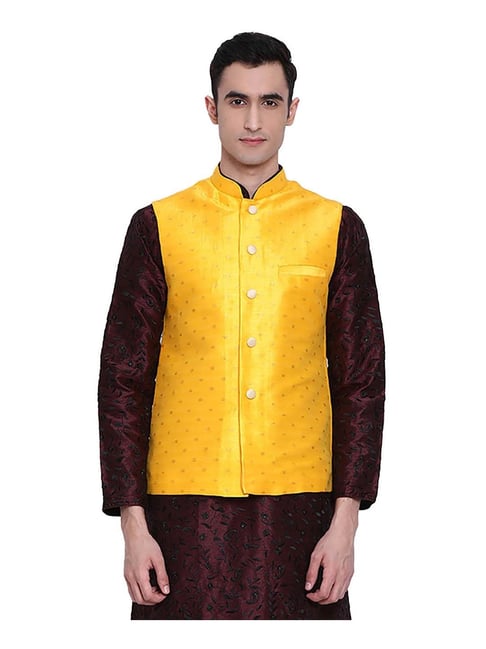 Buy Sadree Men's Silk Waistcaot Or Nehru Jacket (Small, BLACK) at Amazon.in