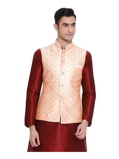 Buy online Black Kurta Pyjama With Peach Nehru Jacket Ethnic Set from top  and bottom set for Men by Hangup Trend for ₹1799 at 78% off | 2024  Limeroad.com