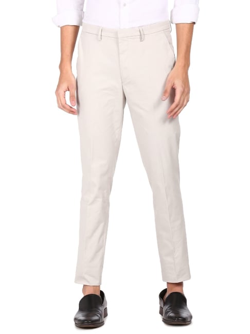 Buy INVICTUS Men Off White Self Design Slim Fit Formal Trousers  Trousers  for Men 1745341  Myntra