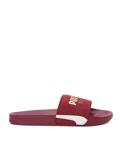 Puma maroon slides on sale