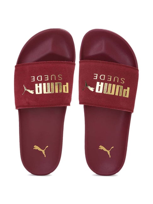 Puma slides maroon best sale