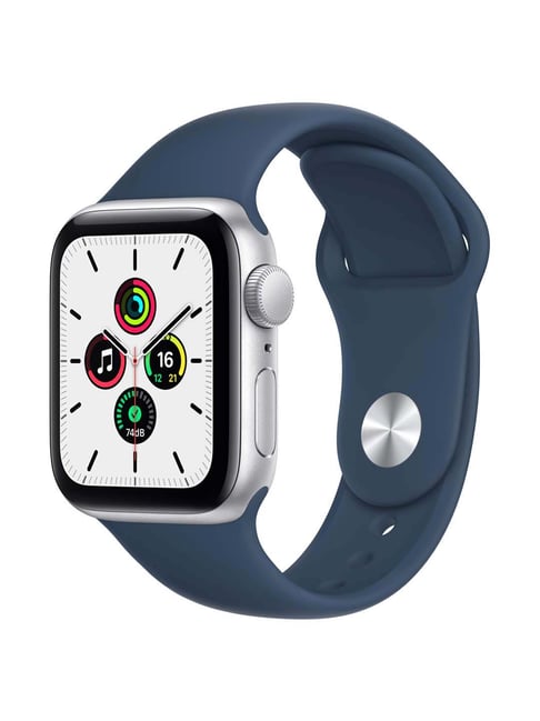 New Apple Watch SE (GPS, 40mm) - Silver Aluminium Case with Abyss Blue Sport Band - Regular