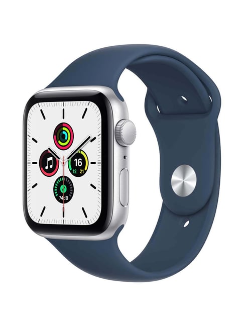 New Apple Watch SE (GPS, 44mm) - Silver Aluminium Case with Abyss Blue Sport Band - Regular