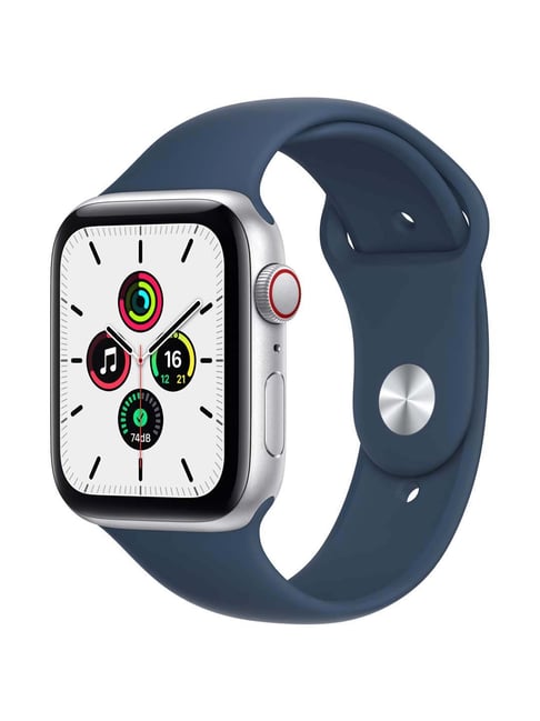 New Apple Watch SE (GPS + Cellular, 44mm) - Silver Aluminium Case with Abyss Blue Sport Band-Regular