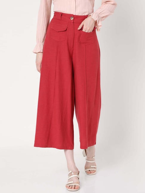 Red High Rise Culottes |193101901-chili-Oil