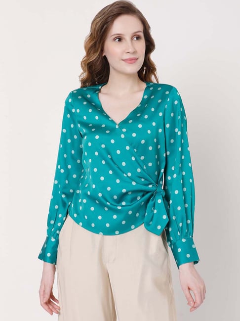 Buy Vero Moda Turquoise Polka Dots Top for Women Online Tata CLiQ
