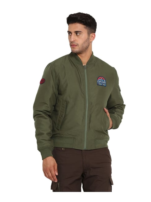 Royal Enfield Olive Regular Fit Bomber Jacket