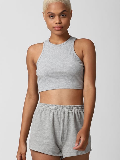 forever 21 grey crop top