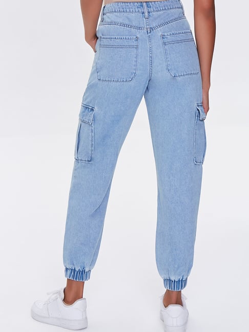 Forever 21 Light Denim Cotton Jogger Jeans