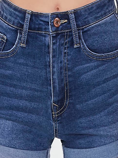 Buy Forever 21 Dark Denim Regular Fit Shorts for Women Online