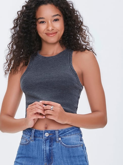 forever 21 black crop tank top