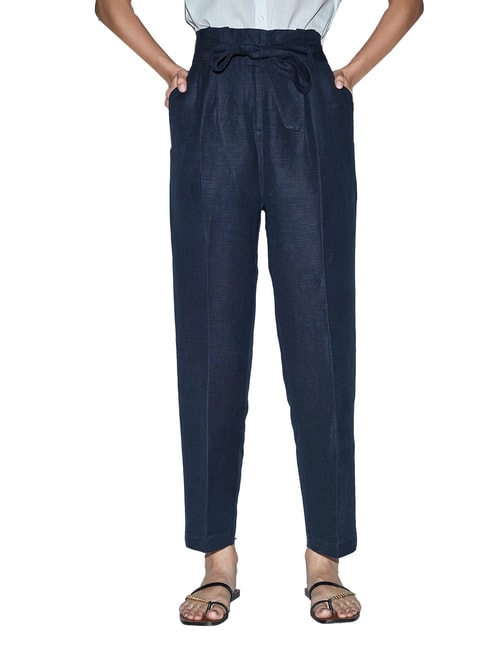 Leia Linen Trousers - Deep Navy | Quba & Co | Jeans, Trousers and Shorts