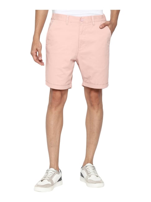 Buy Forever 21 Peach Cotton Regular Fit Shorts for Mens Online