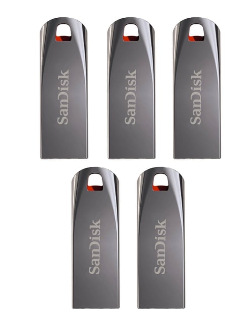 SanDisk Cruzer Force SDCZ71-016G-I35 16GB USB 2.0 Pen Drive - Pack of 5 (Silver)