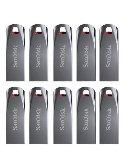 SanDisk Cruzer Force SDCZ71-032G-I35 32GB USB 2.0 Pen Drive - Pack of 10 (Silver)