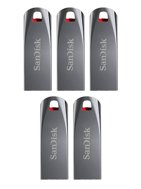 SanDisk Cruzer Force SDCZ71-064G-I35 64GB USB 2.0 Pen Drive - Pack of 5 (Silver)