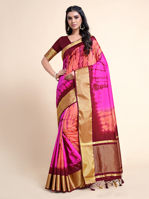 Mimosa Multicolored Floral Saree with Blouse Price in India