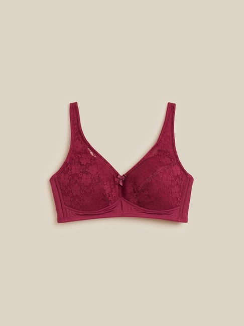 Wunderlove by Westside Plum Floral Lace Padded Comfort Bra Price in India