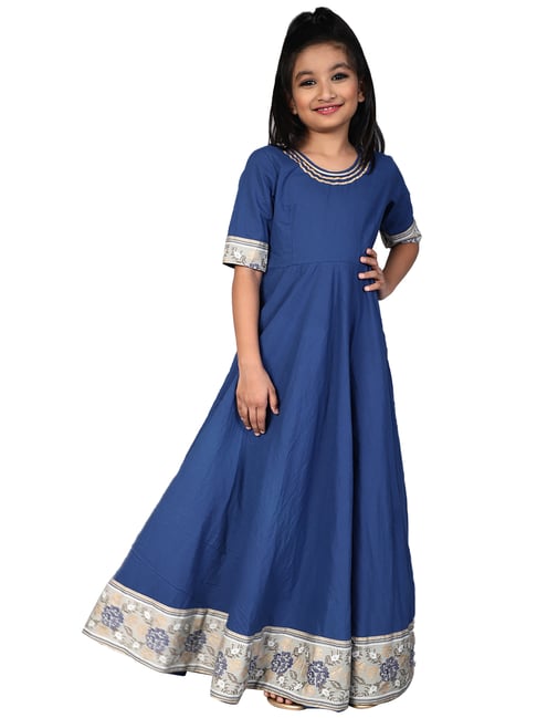 Aks Kids Blue Solid Dress