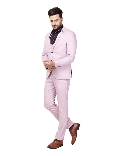 pink colour three piece suit